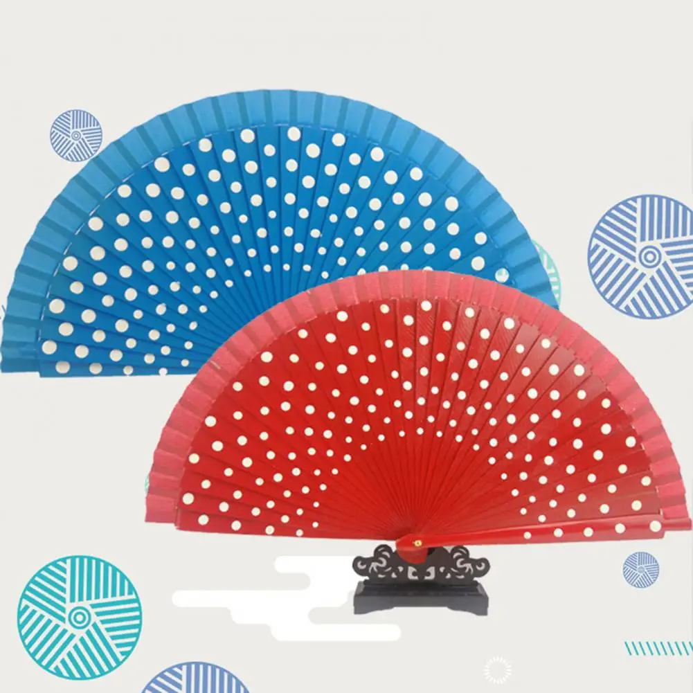 Folding Fan Double sided Beautiful Spain Style Hand painted Antiquity Decoration Multicolor Dot Print Dancing Fan Home Supply folding fan hand fan