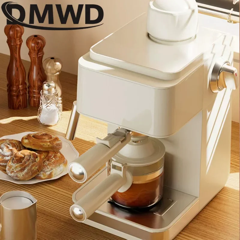 Italian Pressure Steam Coffee Maker 5 Bar Automatic Pump Espresso Cappuccino Bubble Machine Milk Foam Frother Latte Mocha Pot EU