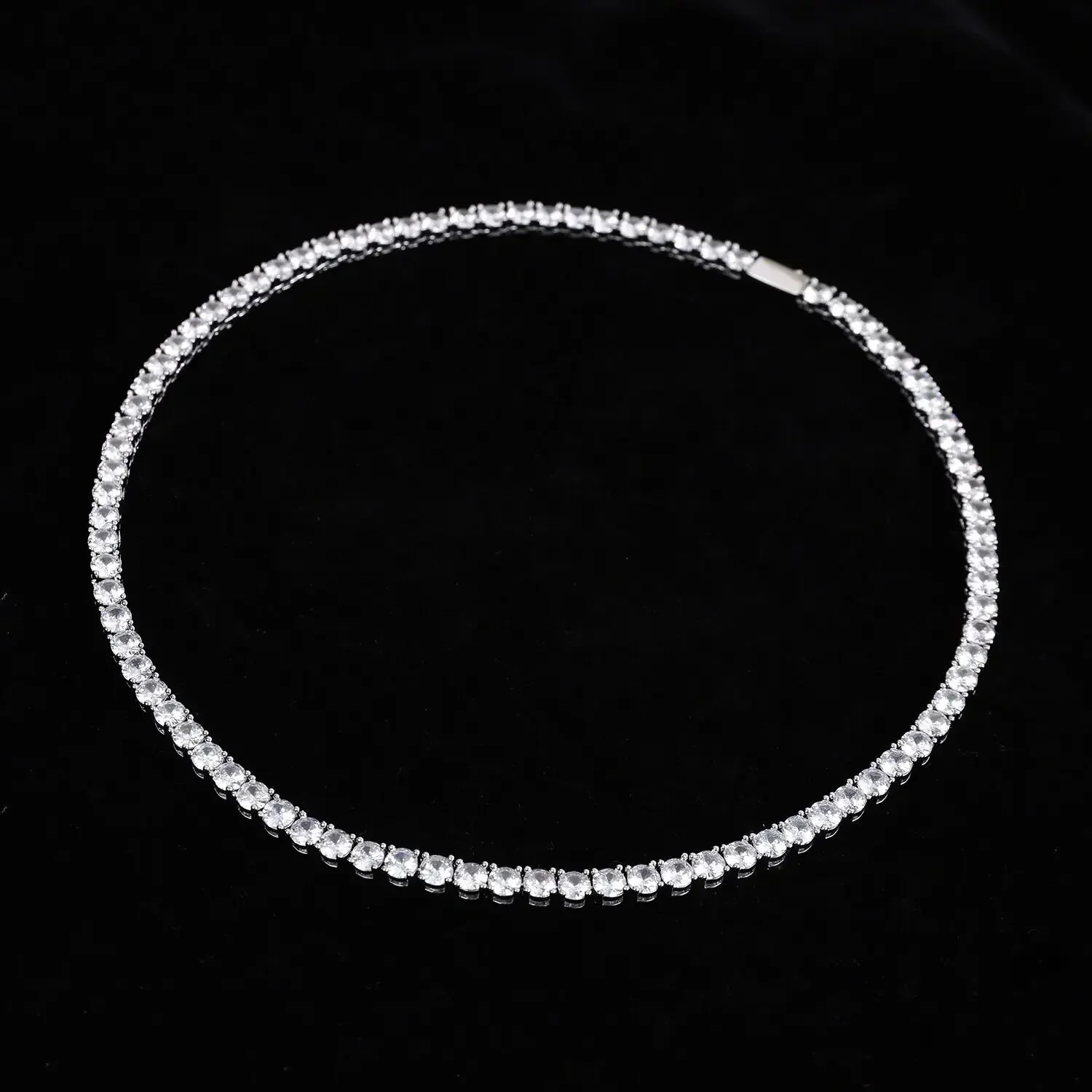 Silver Necklace Charms Silver Necklace Silver Pendant 925 Sterling Silver Necklace Zircon Chain Necklace Women Fashion Simple Engagement Wedding Charm Jewelry 2MM/4MM 40-50CM