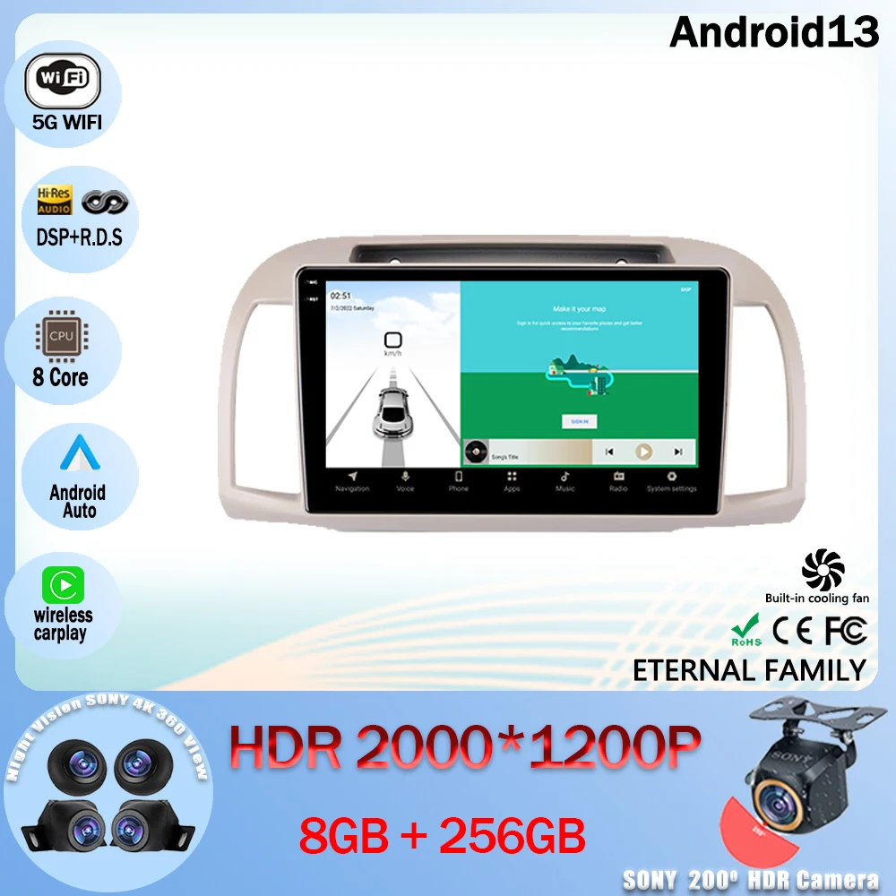 

Android 13 Car Radio Multimedia Video Player Navigation GPS For Nissan March 3 K12 2002 - 2010 5G WIFI BT 4G LET No 2din DVD CPU