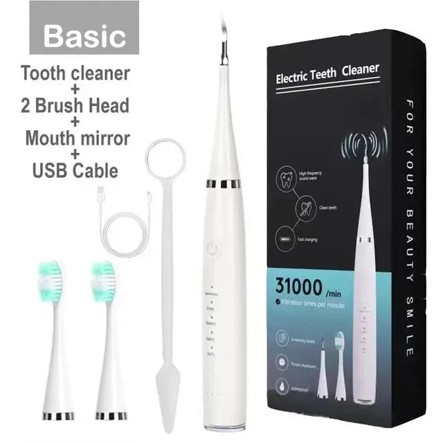 Limpiador de dientes eléctrico recargable, instrumento blanqueador, resistente al agua, dispositivo de cepillos de dientes sónicos de carga rápida por USB para cepillos dentales