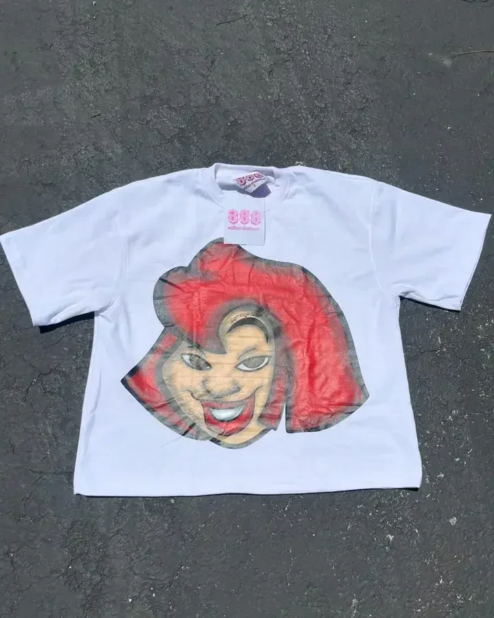 thumbnail image 1 of Conjunto de dos piezas Y2k, nueva camiseta y pantalones cortos con estampado de dibujos animados para hombres y mujeres, camiseta con estampado de algodón, pantalones cortos casuales estilo Harajuku y, 1 of 5