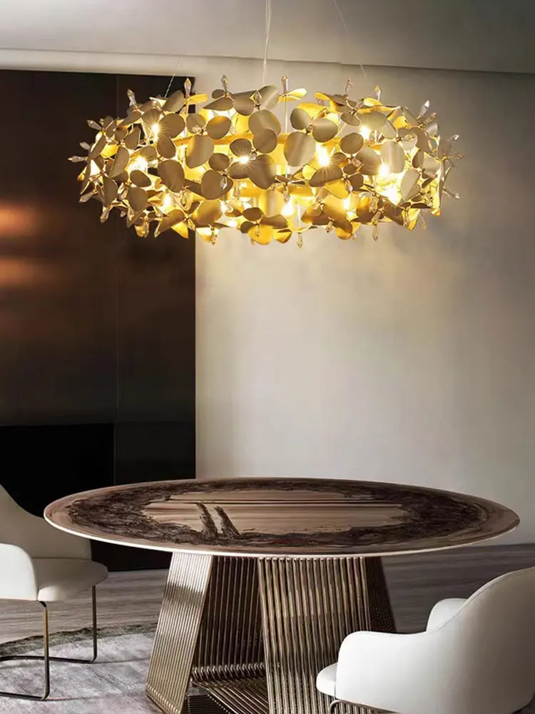 

Postmodern Golden Bird Nest Round Dimmable LED Hanging Lamps Chandelier Lighting Suspension Luminaire Lampen For Living Room