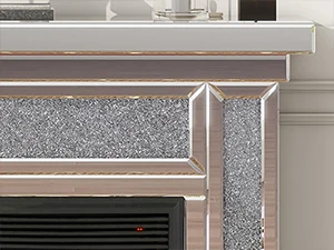 Mirrored Corner Electric Fireplace TV Stand, Faux Fireplace Mantel Freestanding