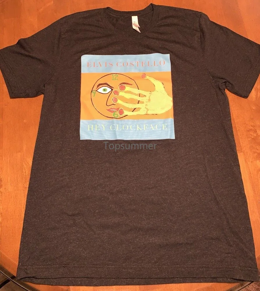

Футболка Elvise Costello с надписью «Hey Clock Face», черная, большие размеры