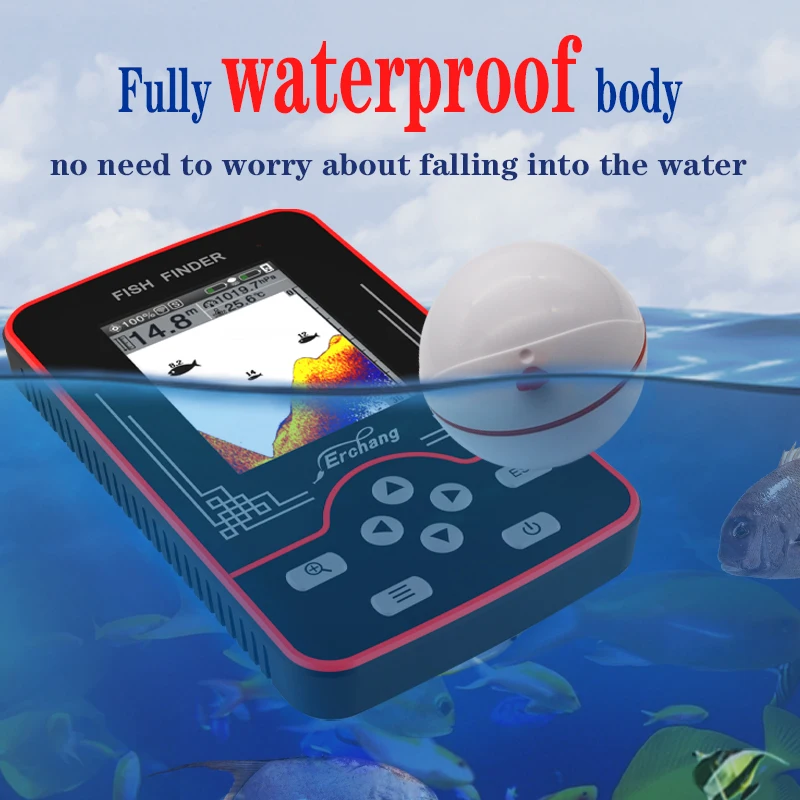 Erchang F13 Wireless Fish Finder Sounder For Fishing 60m/200ft Water Depth Fishfinder Rechargable Portable Echo-sounder fish finder