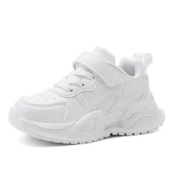 White Children's Leather Casual Outdoor Sneakers - Breathable, Non-Slip Running & Walking Shoes - 36 (White (Leather))