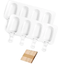 Silicone Ice Cream and Popsicle Mold Tray - DIY Frozen Treat Maker and Baking Accessory (2pcs with Sticks)