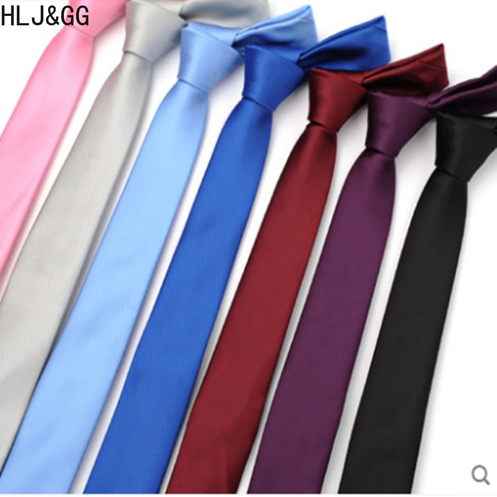 

HLJ&GG Fashion Solid Color Necktie for Man Business Formal Narrow 5cm Tie Wedding Party Groom and Groomsman Accessories Ties