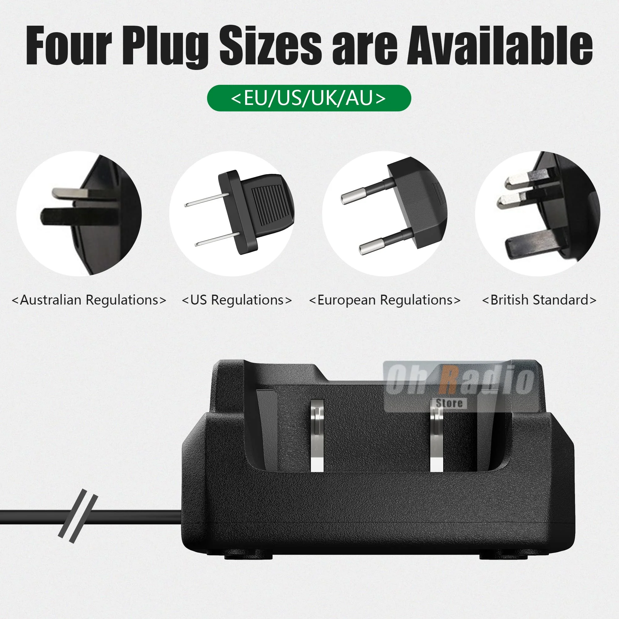 Quansheng Universal Desktop Fast Charger with Multi-Plug Options