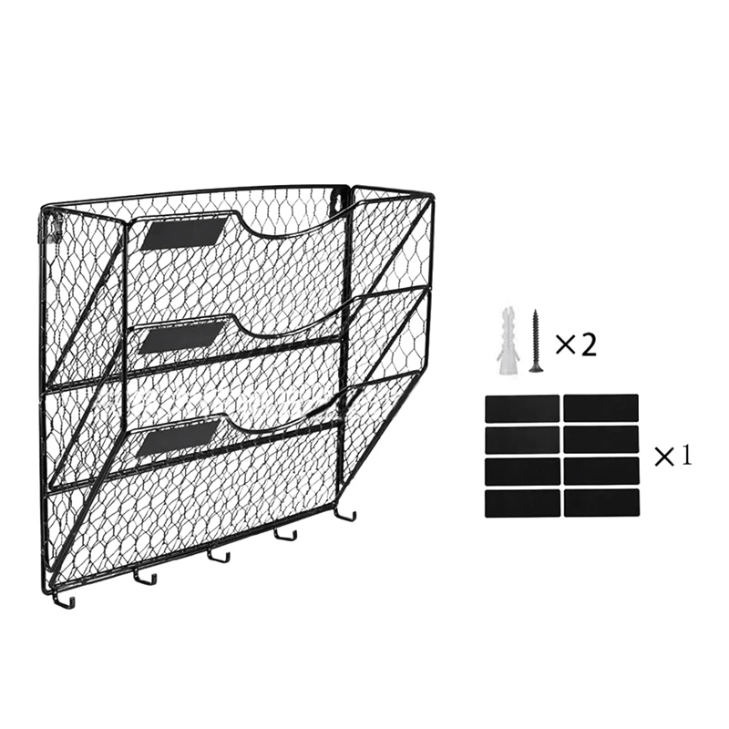 

3 яруса, металлическая сетчатая подвесная стойка для почты, настенное крепление с крючками, корзина для документов, магазинов, офиса