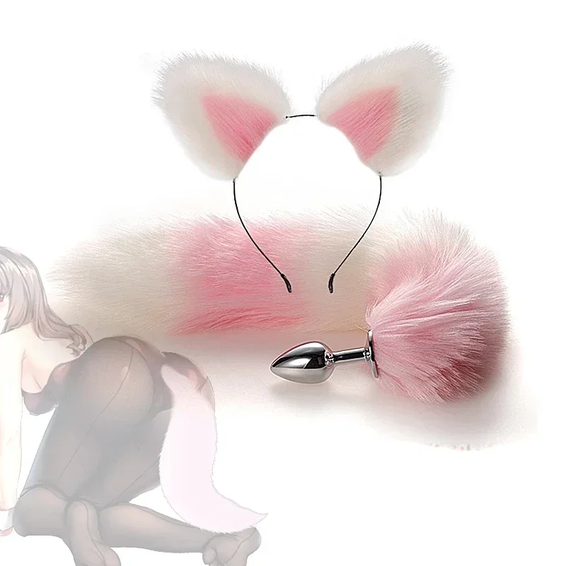 

Dildo Anal Plug Cute Ears Headbands Fox Rabbit Tail Metal Butt Anal Plug Erotic Cosplay Accessories Adult Sex Toy for Couples
