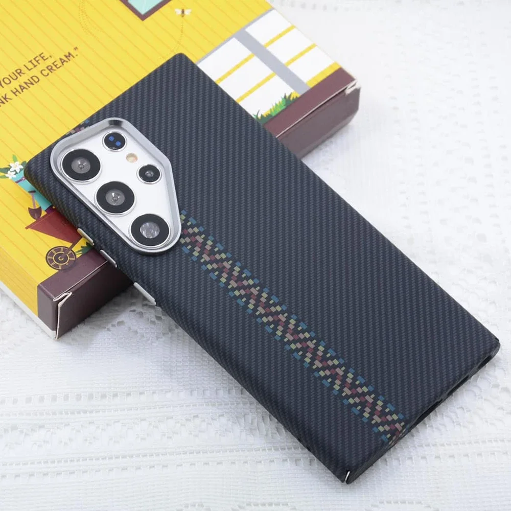 Carbon Fiber Texture Magnetic Alloy Camera Lens Case - Shockproof Protection Shell
