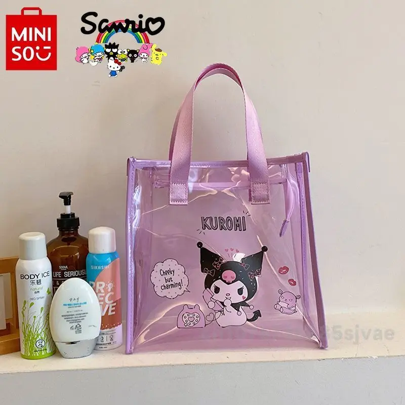 Miniso Sanrio 2024 New Women's Handbag Fashionable High Quality Transparent Shoulder Bag Cartoon Large Capacity Shopping Bag