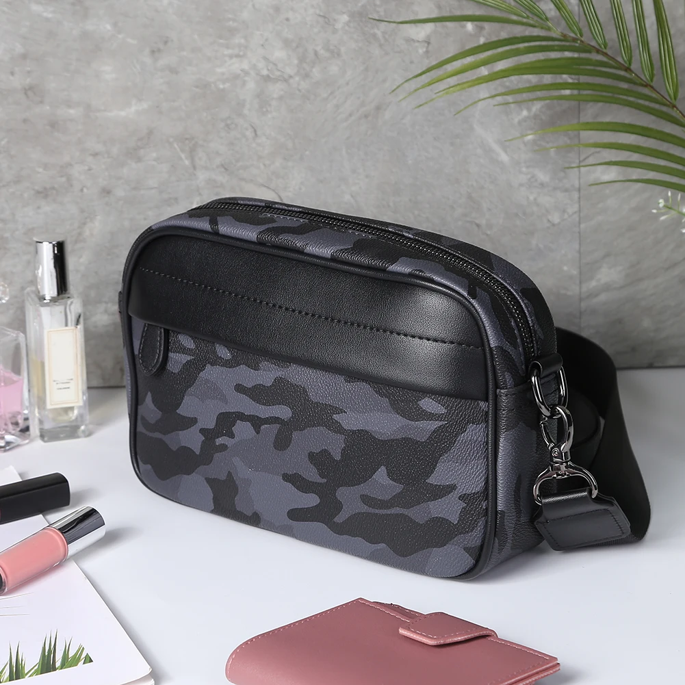 Casual Business Shoulder Messenger Bag Classic Pattern Men Shoulder Crossbody Bag Plaid Designer for Travel Work Male Sling Bags