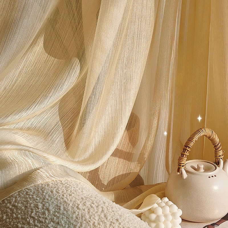 

French curtains, light luxury, high-end gauze curtains, living room light-impermeable window screens, bedroom, ins-style balcony