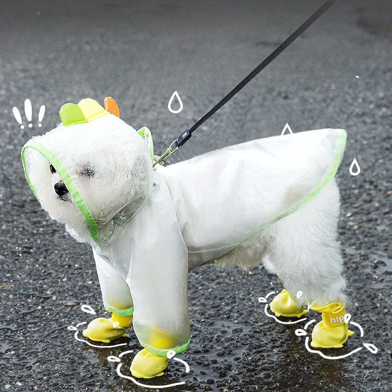 

Dog Transformer Dinosaur Transparent Frosted Rain Poncho Small Dog Two Legged Poncho Teddy Bikini Bear Tractable Pet Raincoat