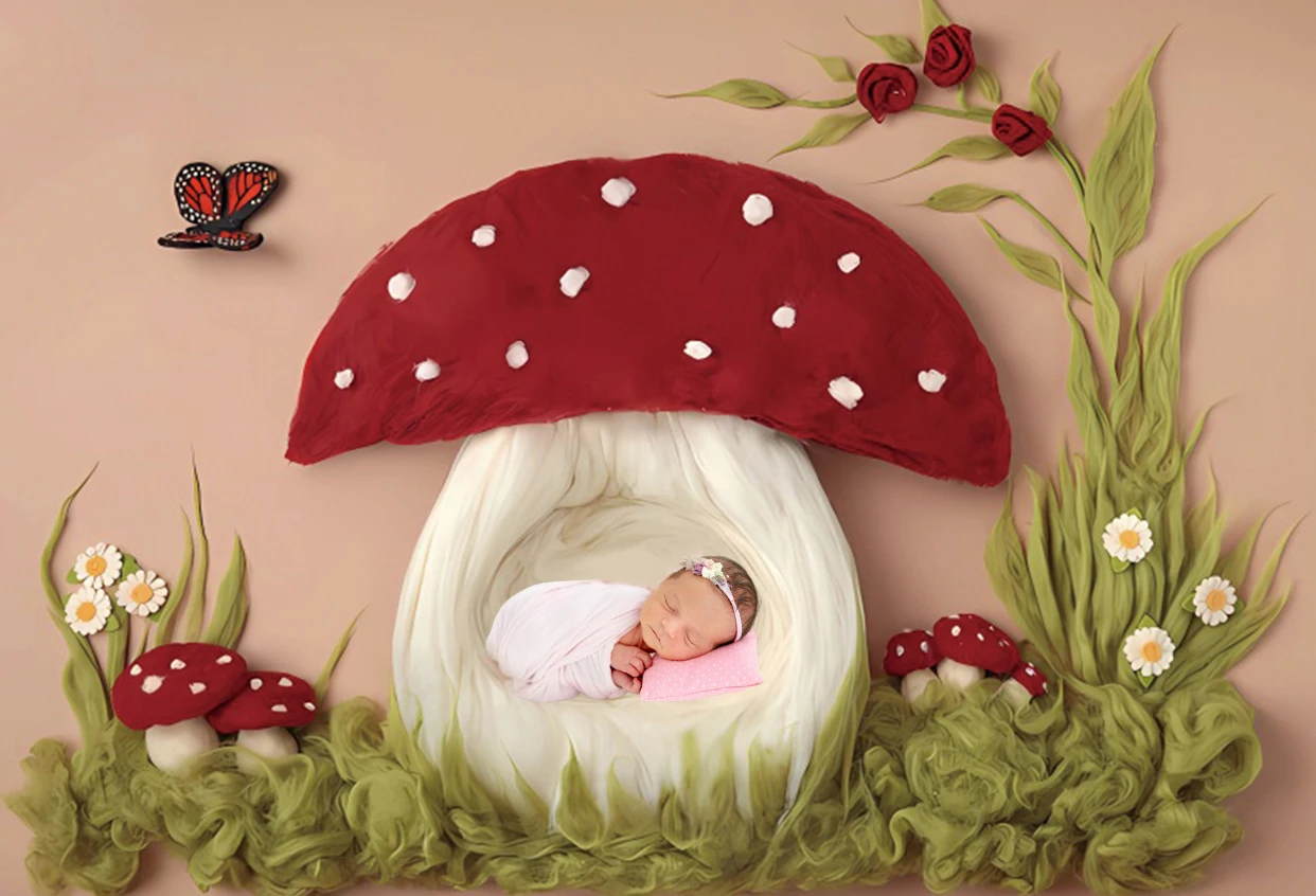 Newborn Sleeping Baby Photo Photographic Backdrops Sweet Birthday Flowers Artistic Photography Background For Kids Studio Shoots