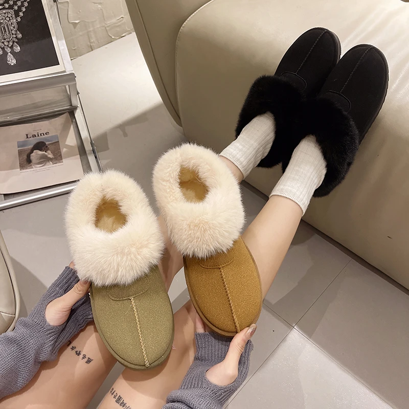 

Женские сапоги, новинка 2023, роскошные дизайнерские сапоги на плоской подошве, плюшевые сабо на платформе, с круглым носком, австралийская зимняя обувь, модная элегантная меховая обувь на низком каблуке