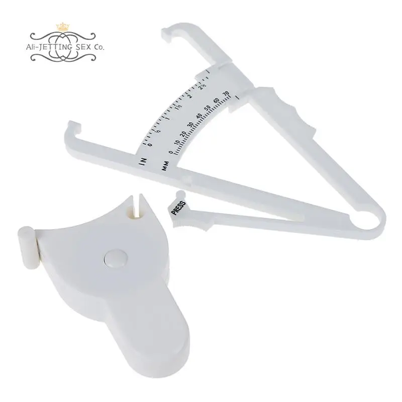 White PVC Body Fat Caliper Measure Tape Tester Fitness For Lose Weight For Body Building Portable Fitness Equipmnet