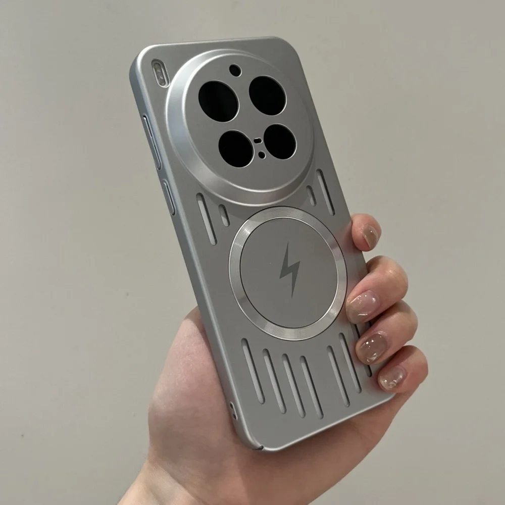 Luxury Mesh Heat Dissipation Magnetic Phone Case - Frosted Full Bumper Cover with Wireless Charging