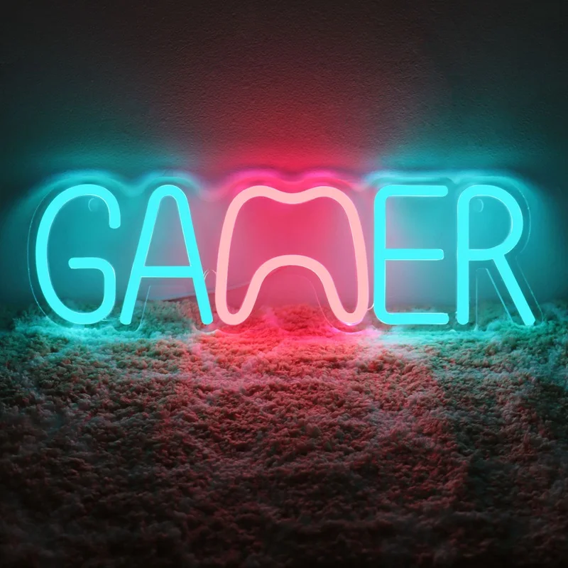 

Gamer Neon Sign Acrylic LED Neon Lighted Sign USB Dimmer Switch For Home Bedroom Party Club Wall Gaming Art Decor Lightup Sign