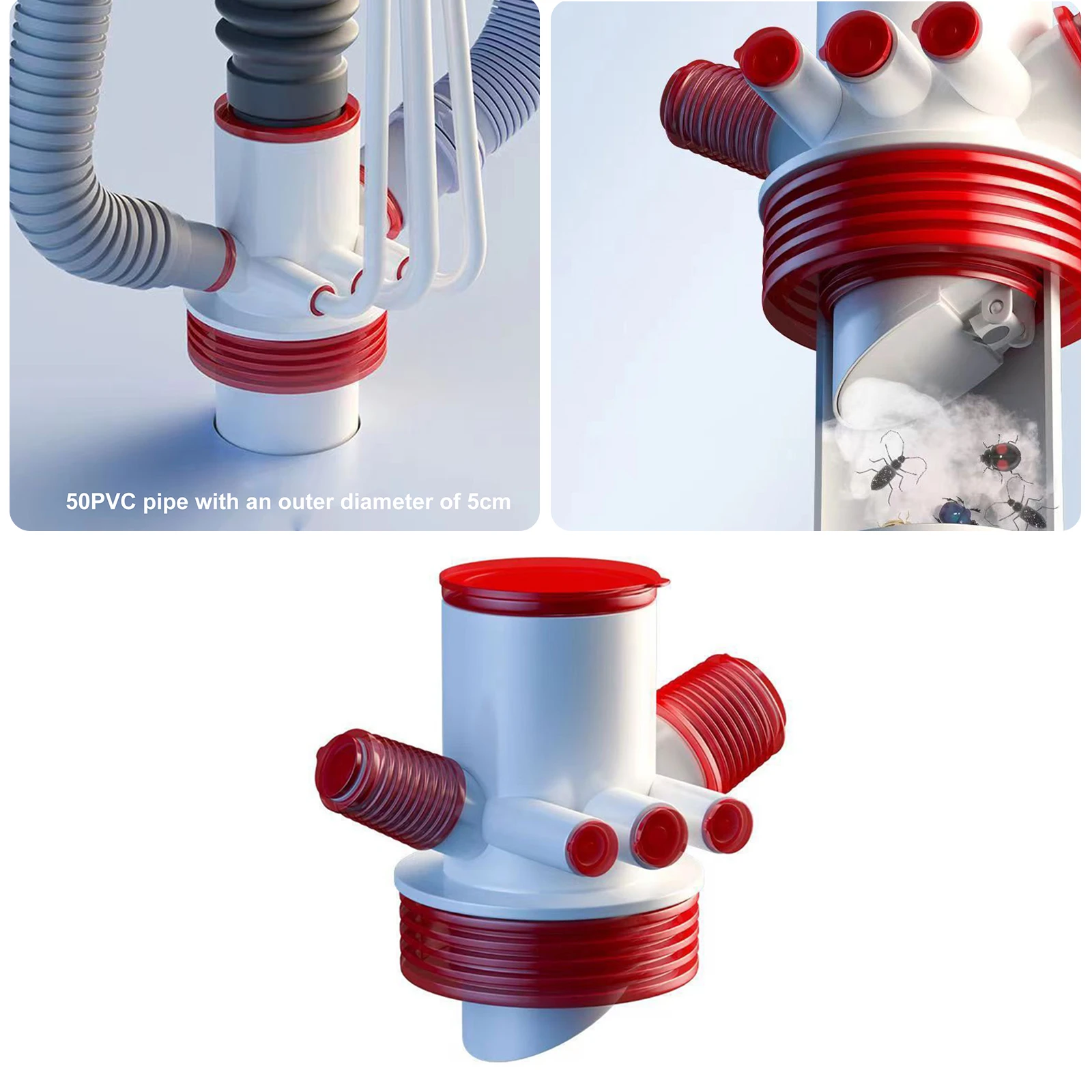 50/75mm 6 Ports Kitchen Sink Downpipe Filter Connector Magnetic Anti Odour Water Dispenser Water Purifier Filter Drain Fittings Drain Pipe Set