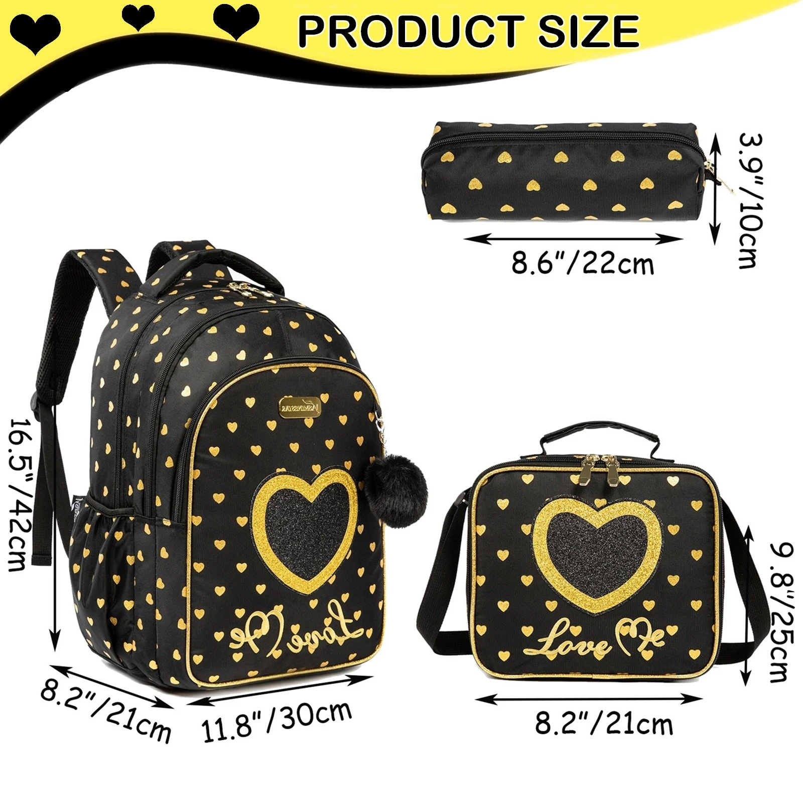 3PCS Kids Backpacks for Girls Cute Girls Backpacks Set with Lunch Box Pencil Case Elementary Students School Bag Kids Travel Bag 2