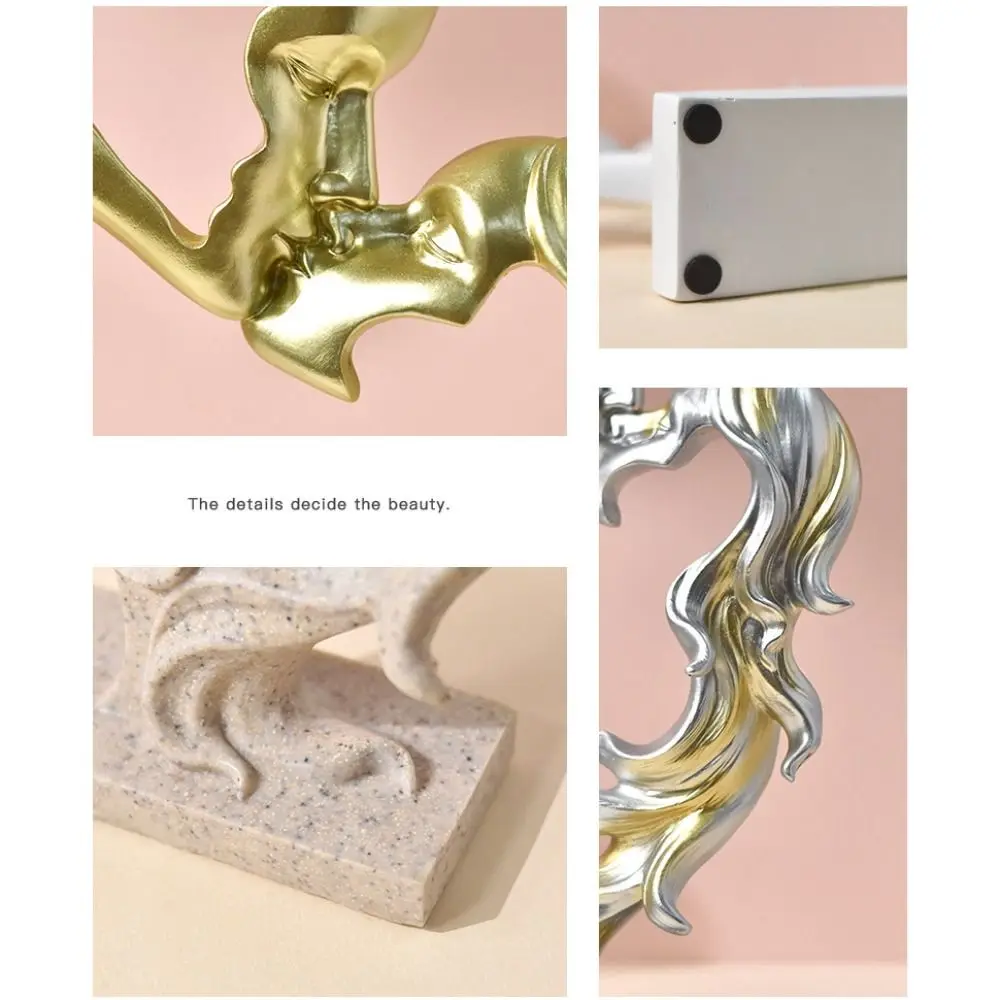 Anniversary Gift Nordic Style Couple Statue Abstract Heart Shape Kissing Couple Sculpture Romantic Lovers Sculpture Living Room