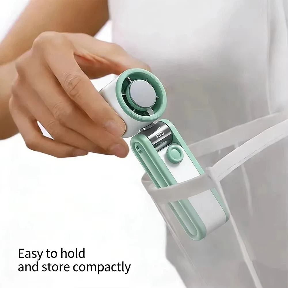 Compact Foldable USB Rechargeable Silent Handheld Fan with Digital Display