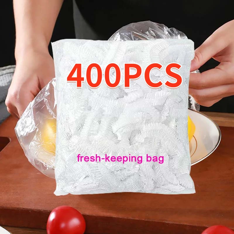 100400pcDisposableFoodStorageCoverReusableElasticFreshFoodCoversStretchWrapBowl