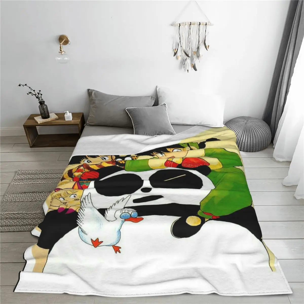 

Panda Saotome Ranma 1/2 Anime Blanket Flannel Love Manga Colourful Harajuku Warm Throw Blankets for Sofa Travel Bedspreads