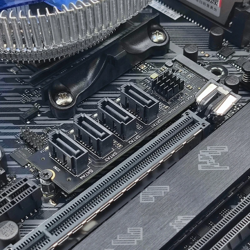 M.2 PCIE 라이저 카드용 4포트 NVME 확장 카드 ASM1064 6GB/S 어댑터 4x SATA3.0 라이저 확장