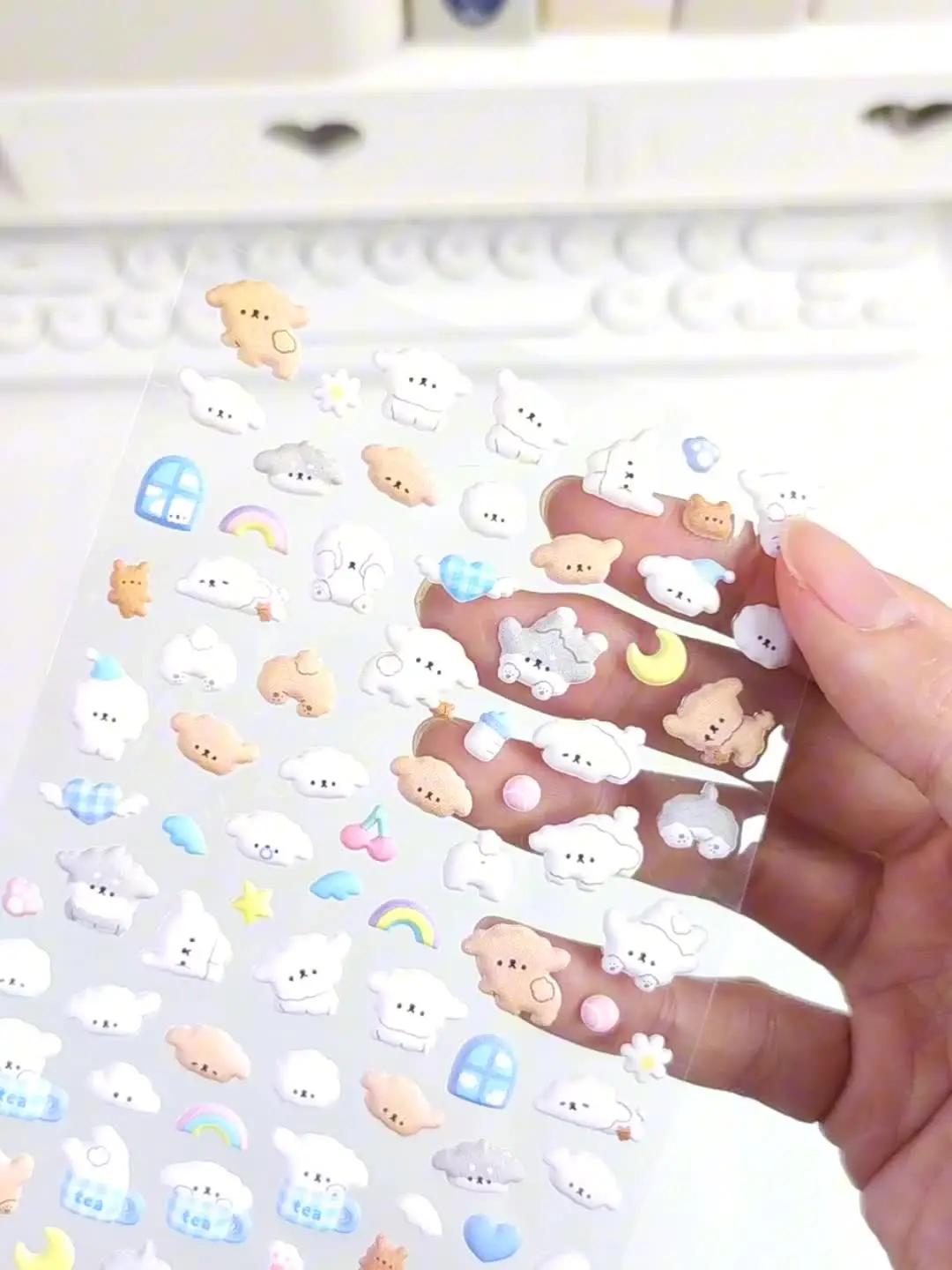 6 Fogli Adesivi 3D A Forma Di Palloncino, Animali Kawaii, Glitter, Per Scrapbooking E Laptop
