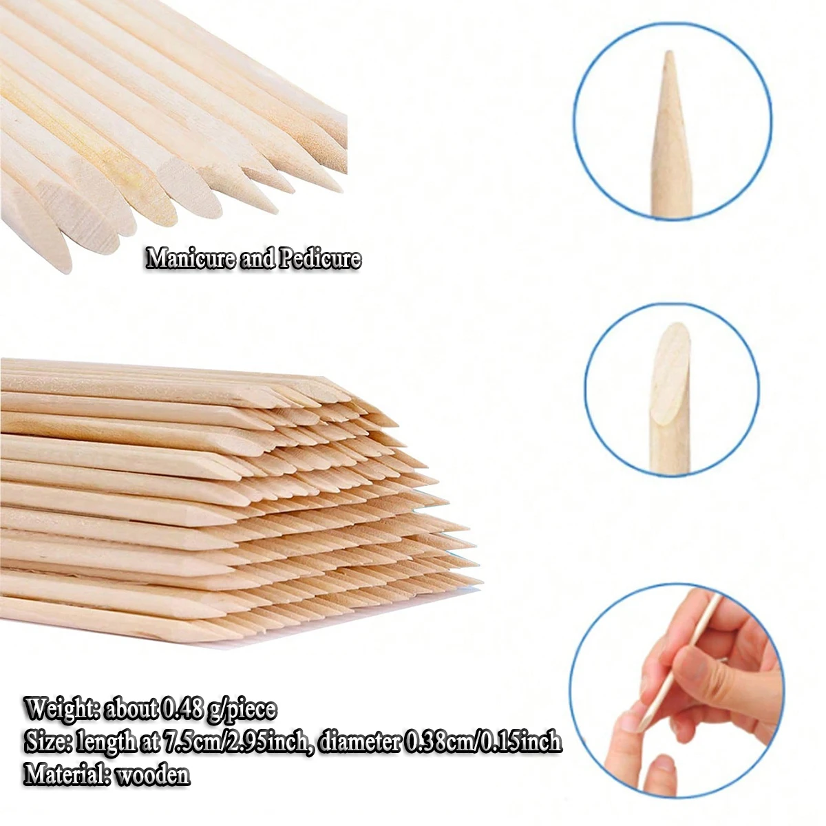 10/20/50/100/200 Pcs 75mm Wooden Sticks Nail Art Design Orange Wooden Stick Cuticle Pusher Remover Pedicure Manicure 2