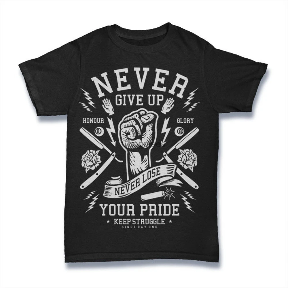 Never-Give-Up-T-Shirt-Motivational-Retro-Fashion-Graphic-Dad-Brother ...