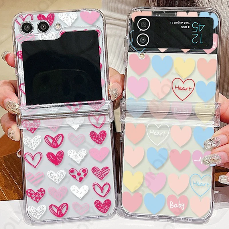 Love Pattern Shockproof Clear PC Folding Case
