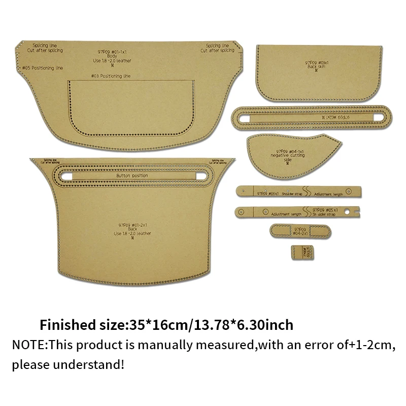 NUBECOM Handmade Leather Backpack Making Sewing Pattern Kraft Template DIY Chest Bag Crossbody Purse Making Kraft Stencil 9PCS