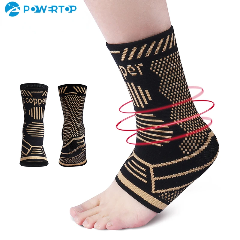 1Pcs Copper Ankle Brace Infused Compression Sleeves Support for Plantar Fasciitis, Sprained Ankle Achilles Tendon Pain Relief