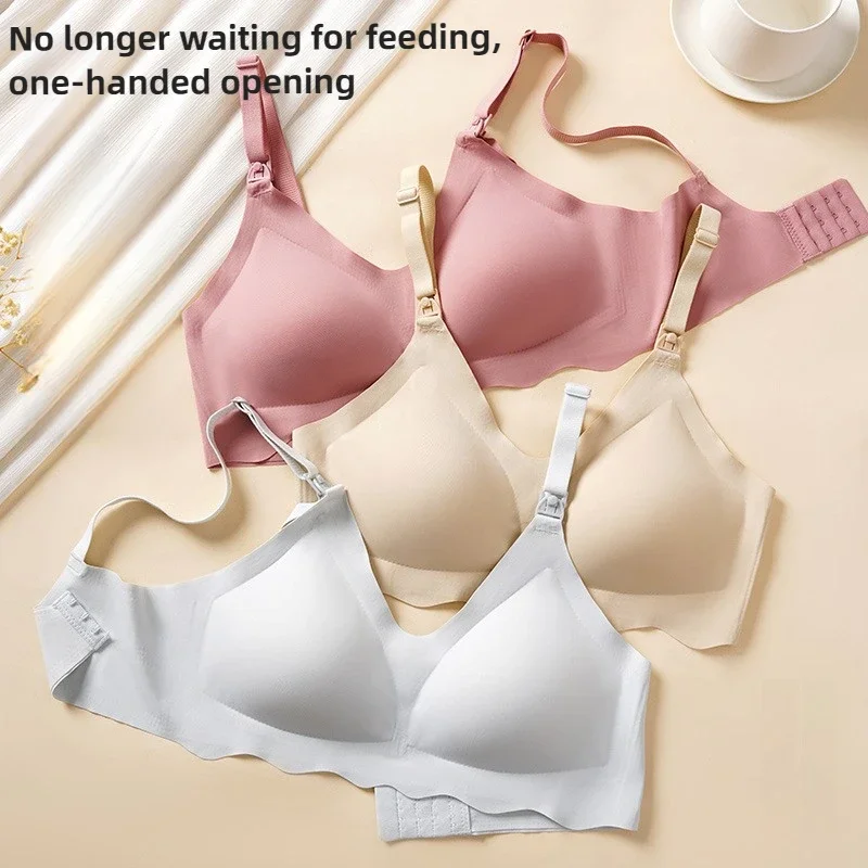 Maternity Nursing Bra Pregnant Women Front Open Button Breastfeeding Bras One-piece Convenient Feeding Pregnancy Dropshiping 4