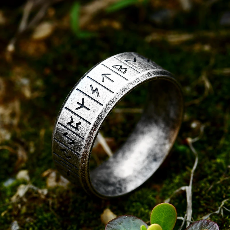 316L Stainless Steel Fashion Style MEN Double Letter Rune Words Odin Norse Viking Amulet RETRO Rings Jewelry LR-R136 finger ring,stainless steel ring