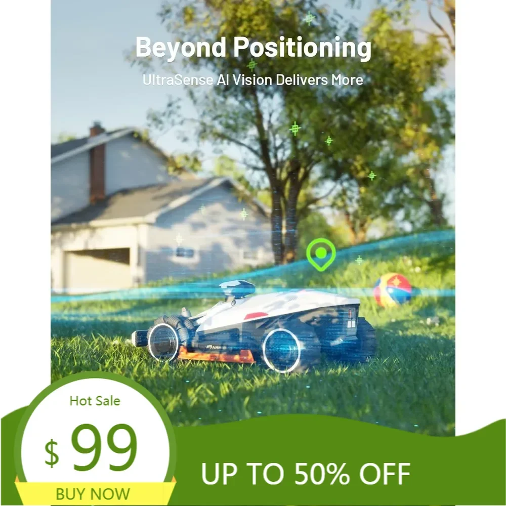 luba 2 awd 3000x robot lawn mower with replacement blades, mowing 0.75 acre, all-wheel-drive for 80% slope, ultrasense ai vision
