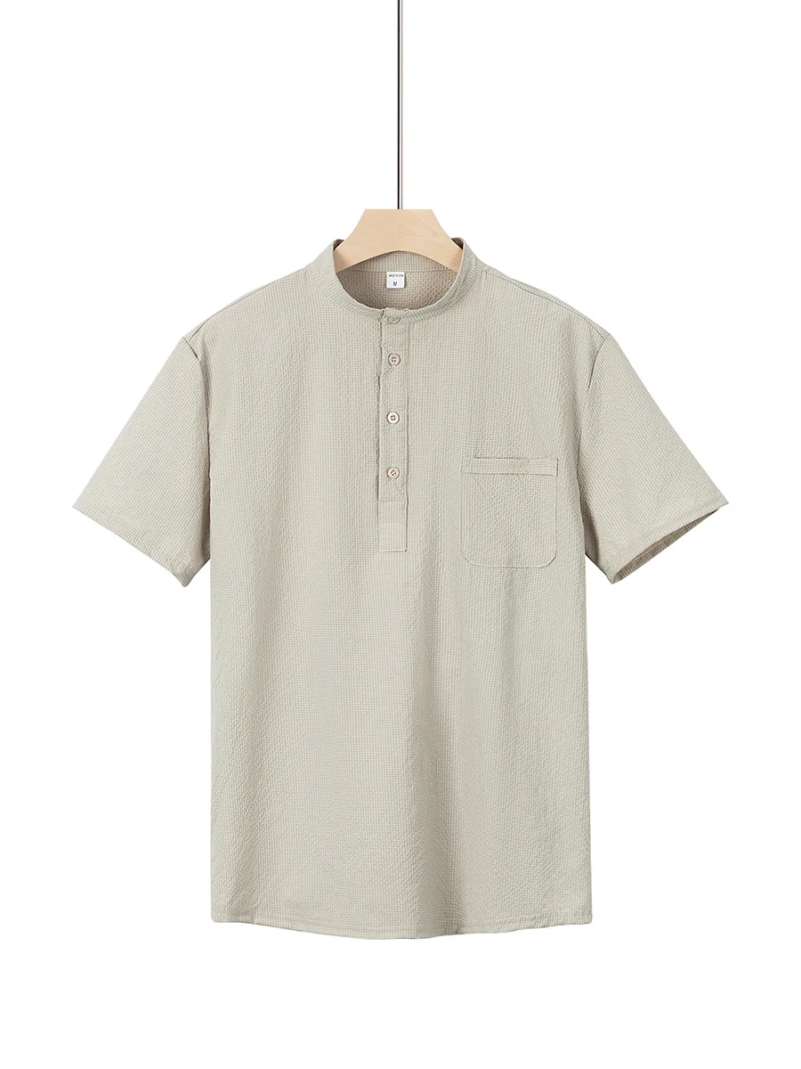 Summer Plaid Short Sleeve Male Business Shirt