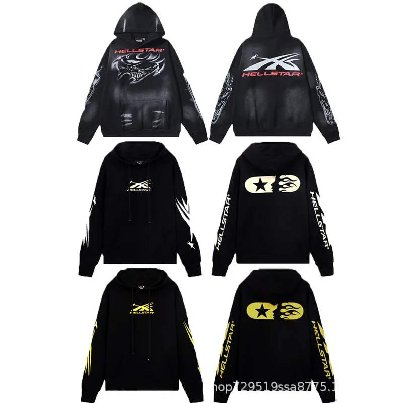 2025 Spring New Autumn/Winter Wash Water Printed High Quality looped Cotton Hoodie Set for Men and Women 3