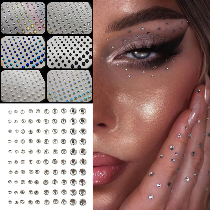 

3D Diamond Face Stickers Eyebrow Rhinestone Face Makeup Temporary Tattoo Crystal Tattoo Sticker Festival Body Art Makeup Tools