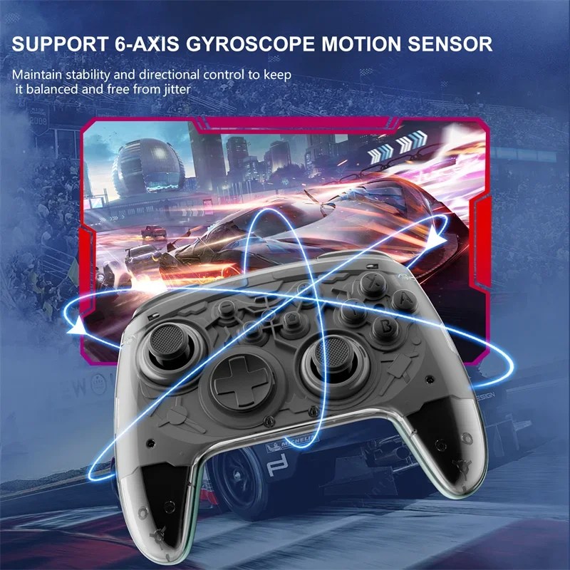 LinYuvo KS11 Translucent Black Joypad Wireless With Wake up 6axis Dual motor Turbo for Nintendo Switch/ Oled Gaming Controller