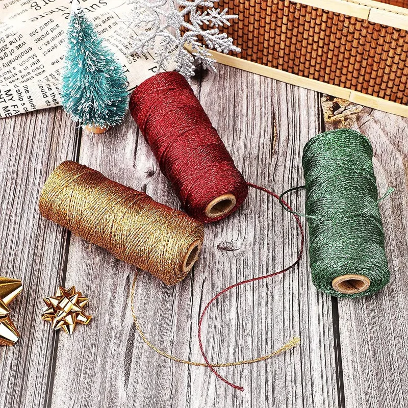 Metallic bakers twine string 1mm 100 meters for DIY crafts packing materials decorative wrapping gold silver cords thread