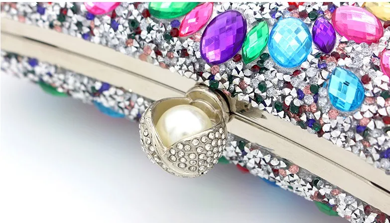 2023 Top Quality Colorful Stone Evening Bags Ful Side Pearl Hasp Wallets Chain Dinner Banquet Wallets Drop Shipping