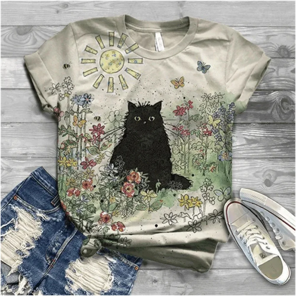 

Women's T-Shirts Cartoon Characters 3d Print Rose T-Shirt Harajuku Casual Short Sleeve Top Tee O Neck Oversized Female Clothing