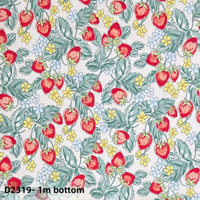 Pure Cotton Strawberry Print Fabric for Dress Children's Shirt Bag Active Water Dyeing Printing Clothing Accessories